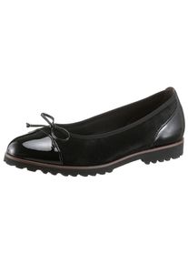 Ballerina Gabor, Damen, Gr. 44, schwarz, Lacklederimitat, Ziegenveloursleder, unifarben, Schuhe Ballerina, Flats, Chunky Slipper mit komfortablem Gummieinfass, Topseller