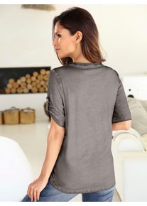 Alessa W. Collection ALESSA W. Damen Blusenshirt "Shirt", grau, Gr. 36, gemustert, Batikmuster, mehrfarbig, bedruckt, metallic, 100% Baumwolle, Shirts