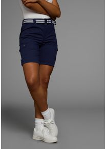 Kangaroos Damen Cargobermudas, blau, casual, Gr. 38, Popeline, Obermaterial: 63% Baumwolle, 34% Polyamid, 3% Elasthan, Hosen, mit Cargo-pockets und