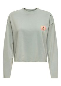 Only Damen Sweatshirt "ONLLUCINDA L/S FLOWERS O-NECK UB SWT"abyss print:vitamin sea blooming, modisch, Gr. M, bedruckt, Sweatware, Obermaterial: 60%