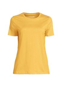LANDS' END Supima Kurzarm-Shirt mit rundem Ausschnitt, Damen,  Gelb, Baumwolle, by Lands' End