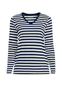 LANDS' END Supima&reg; Langarm-Shirt mit V-Ausschnitt, Damen,  Blau, Baumwolle, by Lands' End