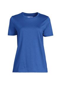 LANDS' END Supima Kurzarm-Shirt mit rundem Ausschnitt, Damen,  Wei&szlig;, Baumwolle, by Lands' End