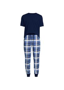 LANDS' END Pyjama-Set aus Baumwoll-Jersey, Herren,  Blau, Baumwoll-Mischung, by Lands' End