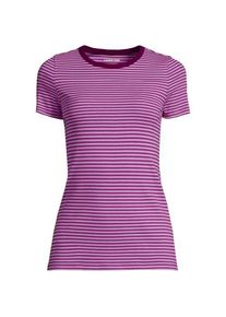 LANDS' END Feinripp-Shirt mit Rundhalsausschnitt und kurzen &Auml;rmeln, Damen,  Pink, Baumwolle/Elasthan, by Lands' End