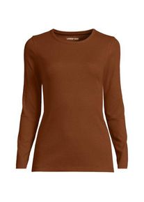 LANDS' END Langarmshirt aus mikrofeinem Baumwollripp, Damen,  Gr&uuml;n, Baumwolle/Elasthan, by Lands' End
