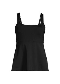 LANDS' END Ausgestelltes Tankinitop mit U-Ausschnitt in Lang-Gr&ouml;&szlig;e, Damen,  Schwarz, Elasthan/Polyester-Mischung/Nylon-Mischung, by Lands' En