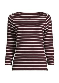 LANDS' END Gestreiftes Baumwollshirt mit 3/4-&Auml;rmeln, Damen,  Rot, Baumwolle, by Lands' End