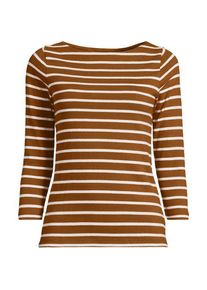 LANDS' END Gestreiftes Baumwollshirt mit 3/4-&Auml;rmeln, Damen,  Braun, Baumwolle, by Lands' End