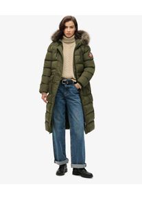 Superdry Damen Langer Everest Kunstfellmantel Kaki - Gr&ouml;&szlig;e: 40 2082218500578ZC3019