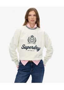 Superdry Damen Baumwolle Gestickte Grafik Lockeres Country Club Rundhalsausschnitt Sweatshirt, Creme & Marineblau - Gr&ouml;&szlig;e: 38 210262350074471D017