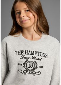 Sweatshirt Kidsworld "Sweatshirt mit hochwertiger Stickerei", M&auml;dchen, Gr. 176/182, grau (hellgrau meliert), Sweatware, Obermaterial: 95% Baumwolle, 5% Viskose, bestickt, bequem h&uuml;ftlang, Rundhals, Rippb&uuml;ndchen, Sweatshirts Sweatshirt, Mit gro&szlig;er Stickerei