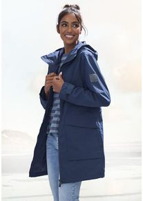 ELBSAND Regenjacke blau Gr. M (38) für Damen. Mit Logodruck, Badge. Gerade