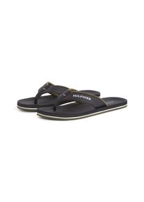 Tommy Hilfiger Herren Zehentrenner "PADDED COMFORT HILFIGER B SANDAL", Gr. 41, schwarz, Lederimitat, Textil, casual, Schuhe, Sommerschuh, Schlappen,