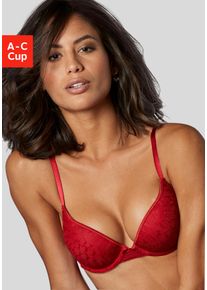 s.Oliver Damen Push-up-BH, Gr. 75, rot, Spitze, Obermaterial: 60% Polyamid, 35% Polyester, 5% Elasthan, feminin, BHs, in schimmernder Optik, sexy