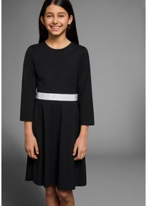 Kidsworld Mädchen Skaterkleid "mit Glitzerband", schwarz, festlich, Gr. 140, unifarben mit Farbeinsatz, Jersey, Obermaterial: 95% Baumwolle, 5%