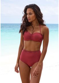 s.Oliver Damen Bügel-Bandeau-Bikini-Top "Aiko", rot, Gr. 32, unifarben, Microfaser, Polyamid, Microfaser, Bikini-Oberteile, mit Häkeloptik