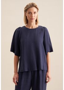 Seidensticker Damen Shirtbluse "Schwarze Rose", blau, Gr. 38, unifarben, 100% Leinen, Blusen, Kurzarm Rundhals Uni