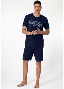 Fila Herren Shorty "MAN JERSEY PYJAMAS", Gr. M, blau, Jersey, Obermaterial: 100% Baumwolle, unifarben, modisch, Homewear-Sets, mit bequemen Shorts,
