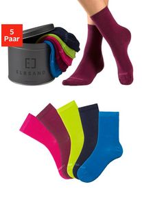 ELBSAND Socken mehrfarbig Gr. 35-38 für Damen. Mit Logoschriftzug. Normal. Nachhaltig.