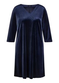 Emilia Lay - Samt-Kleid mit V-Ausschnitt, blau, Gr. 40 / M