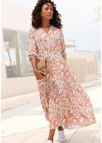 Lascana Maxikleid mehrfarbig Gr. 34 für Damen. V-Ausschnitt und Allover-Druck. Figurumspielend. Nachhaltig.