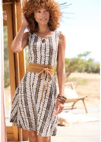 Lascana Jerseykleid mehrfarbig Gr. 34 für Damen. Rundhals und Allover-Druck. Figurumspielend. Nachhaltig.