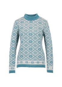 Woll- & Merinopullover Flomax Rundhals Pullover Svea Damen (Gr XXL |grau/türkis)