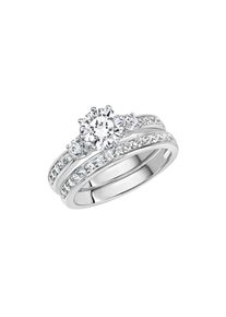 ZEEme Silber Ring Silber 925 zweiteilig mit Zirkonia weiß