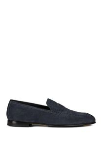 Doucals Doucal's Loafer - Suede Slip-On Flat Shoes With Subtle Stitching - Gr. 44 (EU) - in Blau - für Damen