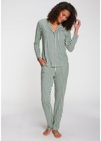 s.Oliver Pyjamaoberteil mehrfarbig Gr. 32/34 für Damen. V-Ausschnitt und Allover-Druck. Basic. Nachhaltig.