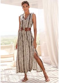 Lascana Maxikleid mehrfarbig Gr. 42 für Damen. Tiefer V-Ausschnitt und Allover-Druck. Figurumspielend. Nachhaltig.