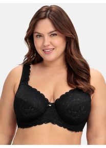 sheego Große Größen Entlastungs-BH mit Bügel und Seitenstützen, schwarz, Größe 120G - Damen