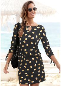 Buffalo Jerseykleid mehrfarbig Gr. 34 für Damen. Rundhals und Allover-Druck. Figurumspielend