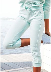H.I.S. H.I.S Caprihose grün Gr. 40/42 für Damen. Mit Logoschriftzug, Piping, Logostickerei, Bindeband. Bequem. Nachhaltig.