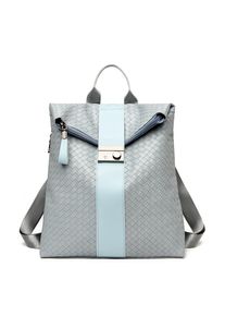 Your Favorite Bag Damen Rucksack Umhängetasche Pu Leder Stricken Damen Rucksack Schultasche Hellblau 30x12x31cm