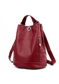 Times Elec Langlebige, Modische Damen-Rucksack-Umhängetasche Aus Pu-Leder In Schwarz Weinrot One Size