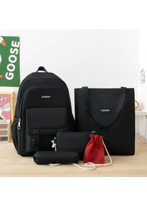 Backpack Set 5-Teiliges Rucksack-Set Für Junior-High-School-Studenten, Weiblicher High-School-Studenten, Großer Rucksack Schwarz