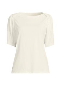 LANDS' END Supima-Shirt mit U-Boot-Ausschnitt, Damen,  Wei&szlig;, Baumwolle, by Lands' End