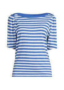 LANDS' END Supima-Shirt mit U-Boot-Ausschnitt, Damen,  Blau, Baumwolle, by Lands' End