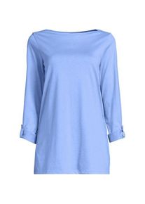 LANDS' END Langes Supima-Shirt mit U-Boot-Ausschnitt, Damen,  Blau, Baumwolle, by Lands' End