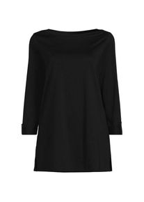 LANDS' END Langes Supima-Shirt mit U-Boot-Ausschnitt, Damen,  Schwarz, Baumwolle, by Lands' End