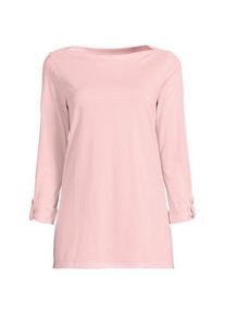 LANDS' END Langes Supima-Shirt mit U-Boot-Ausschnitt, Damen,  Pink, Baumwolle, by Lands' End