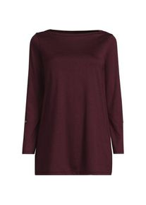 LANDS' END Langes Supima-Shirt mit U-Boot-Ausschnitt, Damen,  Rot, by Lands' End