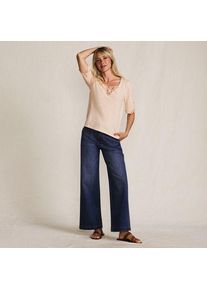 LANDS' END Flammgarn-Shirt mit Lochspitze, Damen,  Pink, Baumwolle, by Lands' End