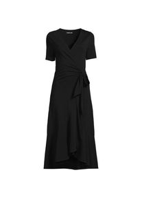 LANDS' END Wickelkleid aus Baumwoll/Modalmix mit kurzen &Auml;rmeln, Damen,  Schwarz, Elasthan/Baumwoll-Mischung/Synthetic-blend, by Lands' End