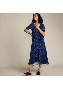 LANDS' END Wickelkleid aus Baumwoll/Modalmix mit kurzen &Auml;rmeln, Damen,  Blau, Elasthan/Baumwoll-Mischung/Synthetic-blend, by Lands' End