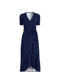 LANDS' END Wickelkleid aus Baumwoll/Modalmix mit kurzen &Auml;rmeln, Damen,  Blau, Elasthan/Baumwoll-Mischung/Synthetic-blend, by Lands' End
