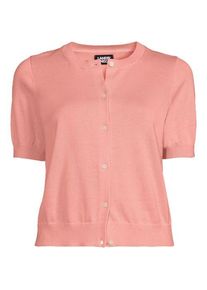 LANDS' END Feinstrick-Cardigan mit kurzen &Auml;rmeln, Damen,  Pink, Baumwolle, by Lands' End