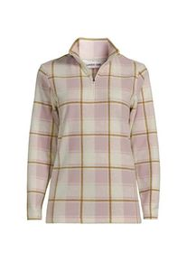 LANDS' END Gemusterter Fleece-Pullover mit Rei&szlig;verschluss, Damen,  Pink, Polyester, by Lands' End